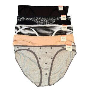 Lot of 5 Jenni Women's Sz 3XL Lace Trim Cotton Bikini Panties‎ Underwear